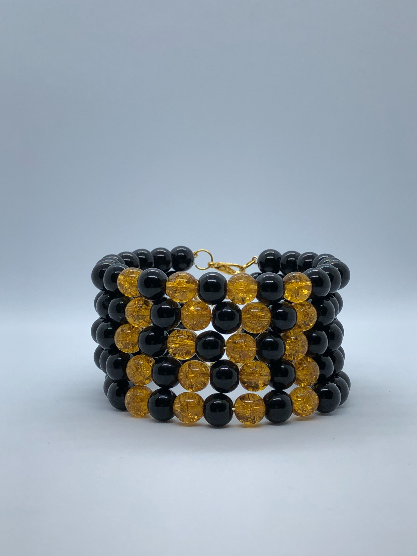 Black Onyx with Gold Czech Glass