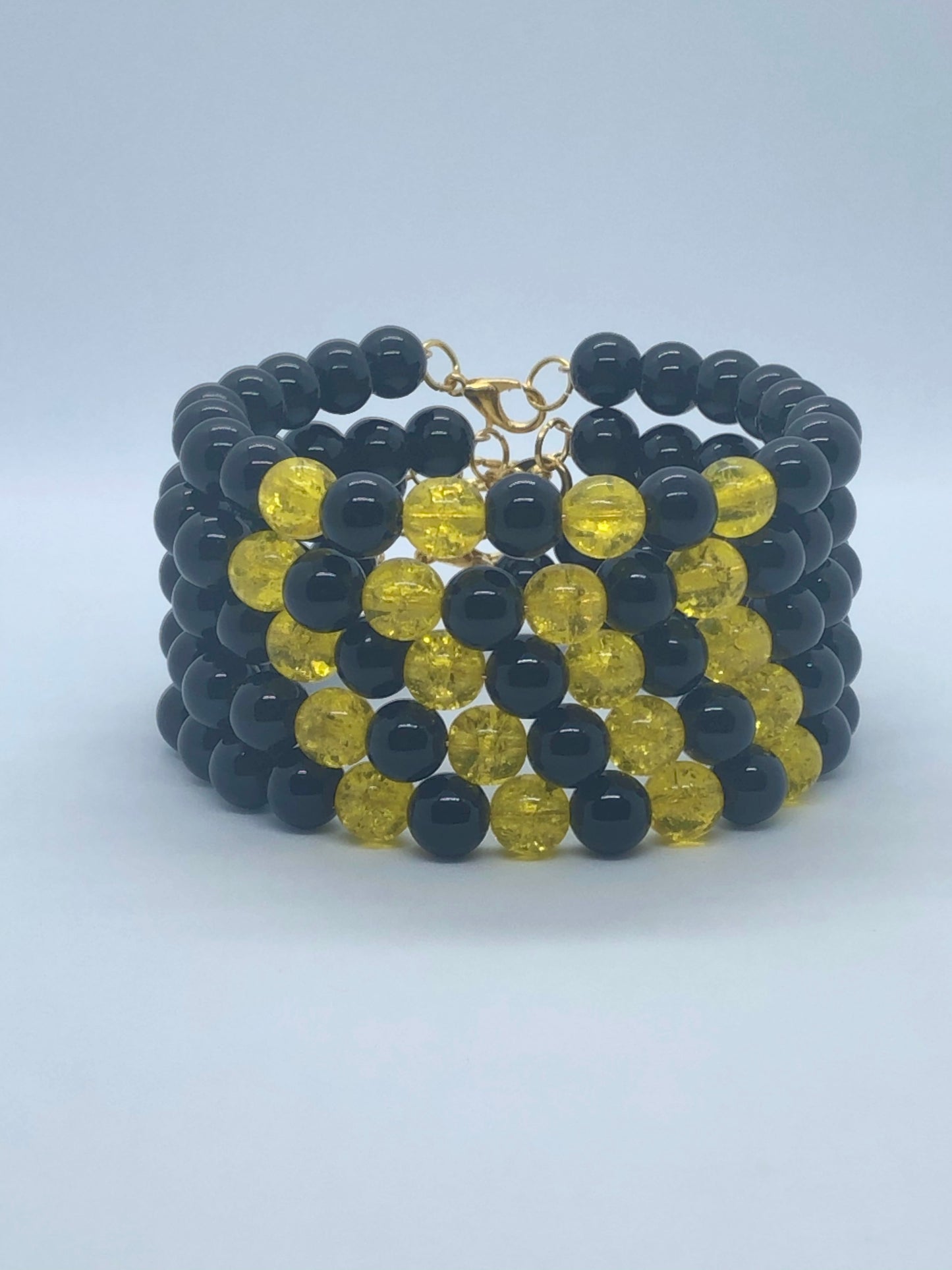 Black Onyx with Yellow Czech Glass