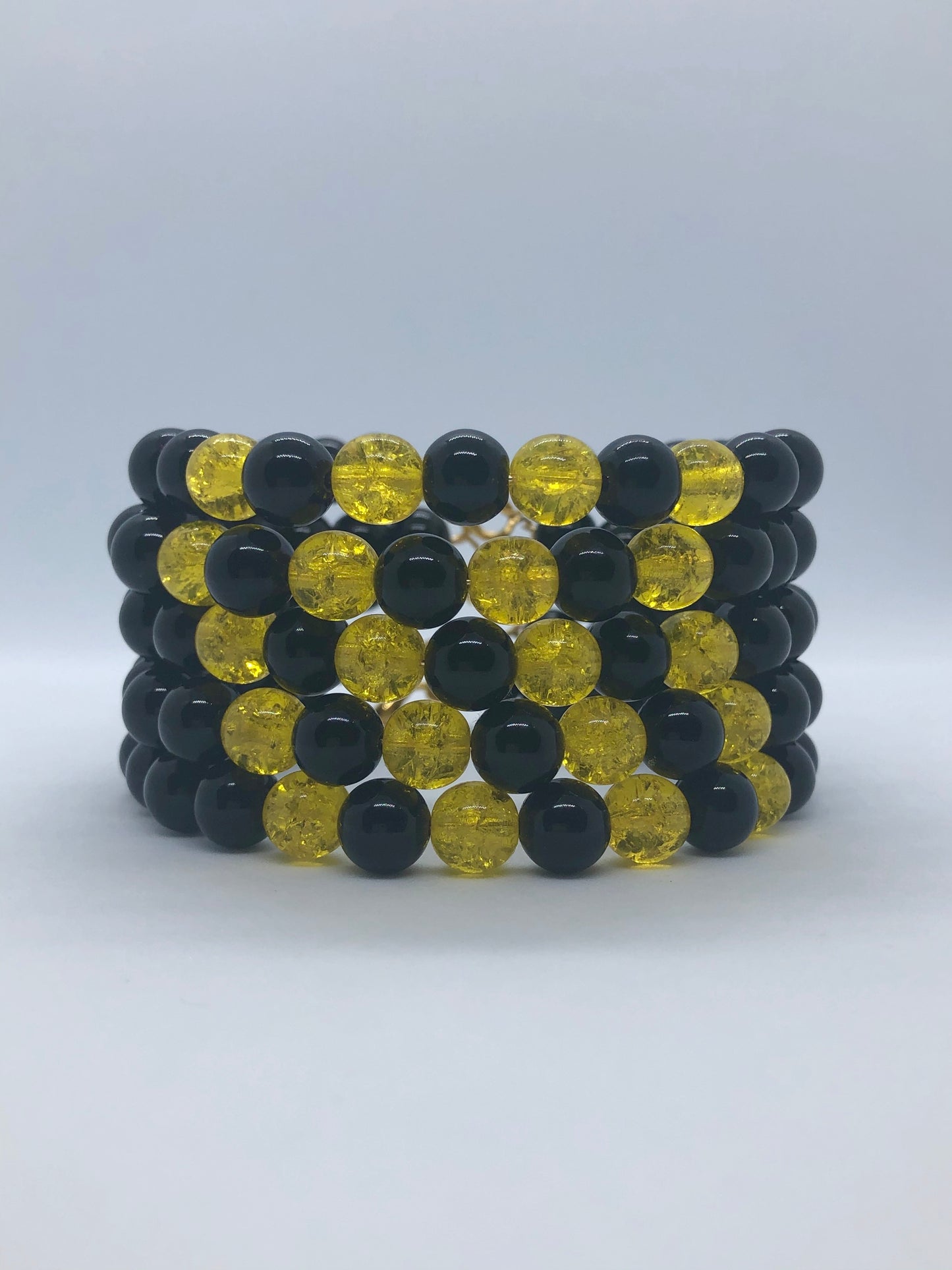 Black Onyx with Yellow Czech Glass