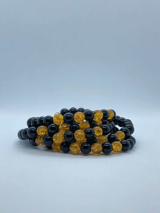 Black Onyx with Gold Czech Glass